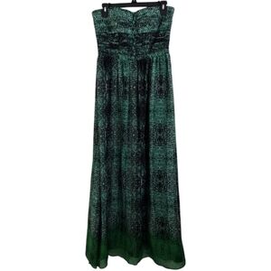 Moulinette Soeurs green black strapless Snakeprint maxi dress size 4